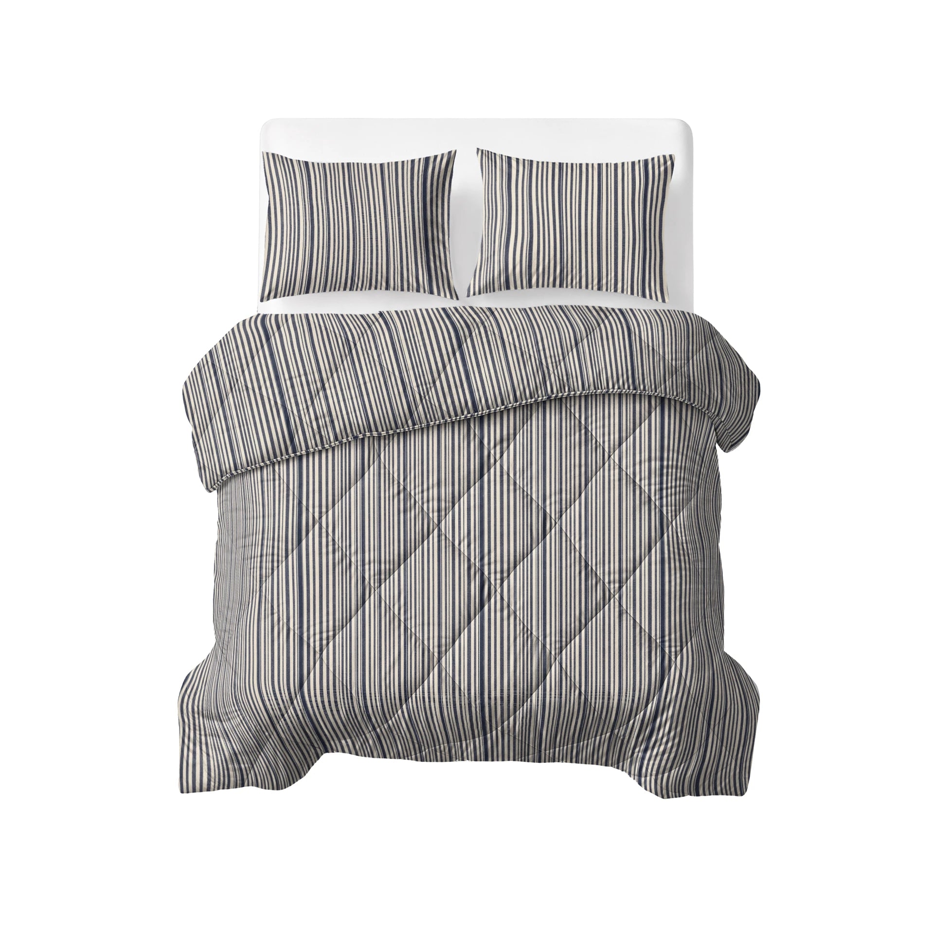 Sleeptime Lazy dekbed zonder overtrek Stripy - Excl. kussensloop - Beige/Blauw - bovenaanzicht