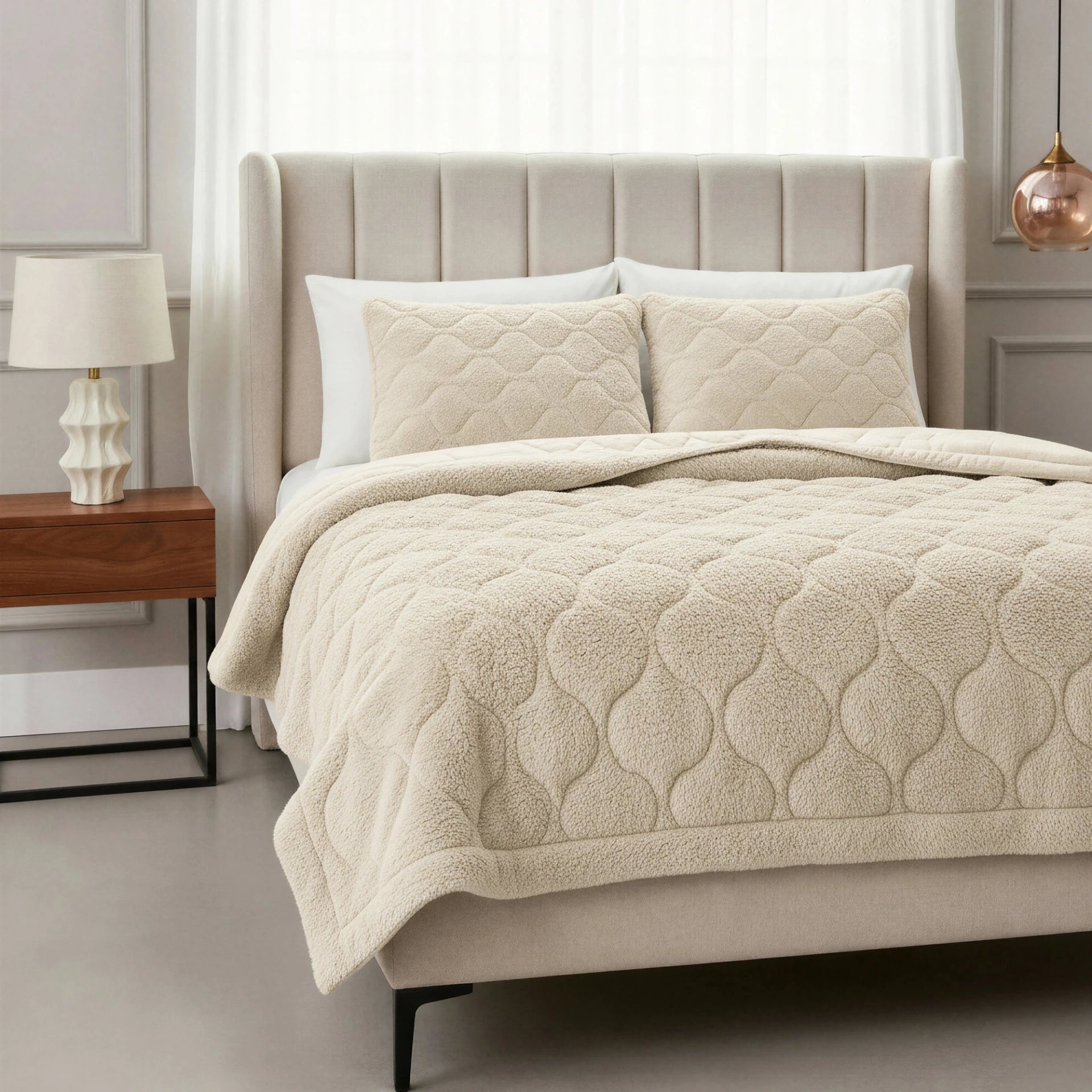 Sleeptime Lazy dekbed zonder overtrek Teddy incl. kussensloop - Beige - bed
