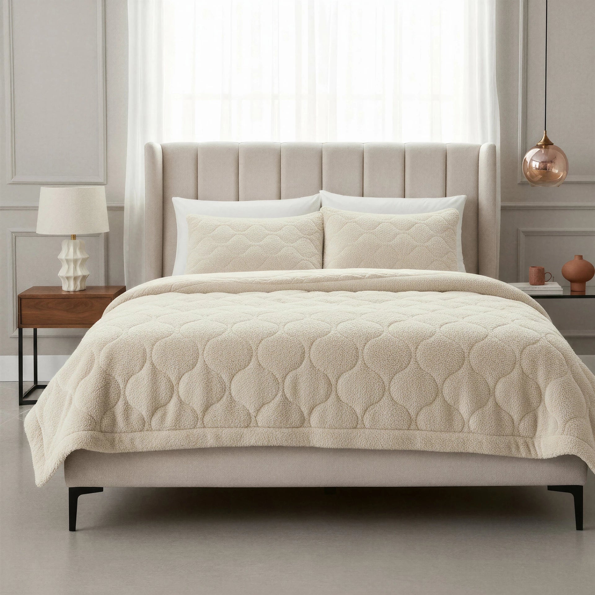 Sleeptime Lazy dekbed zonder overtrek Teddy incl. kussensloop - Beige - vooraanzicht