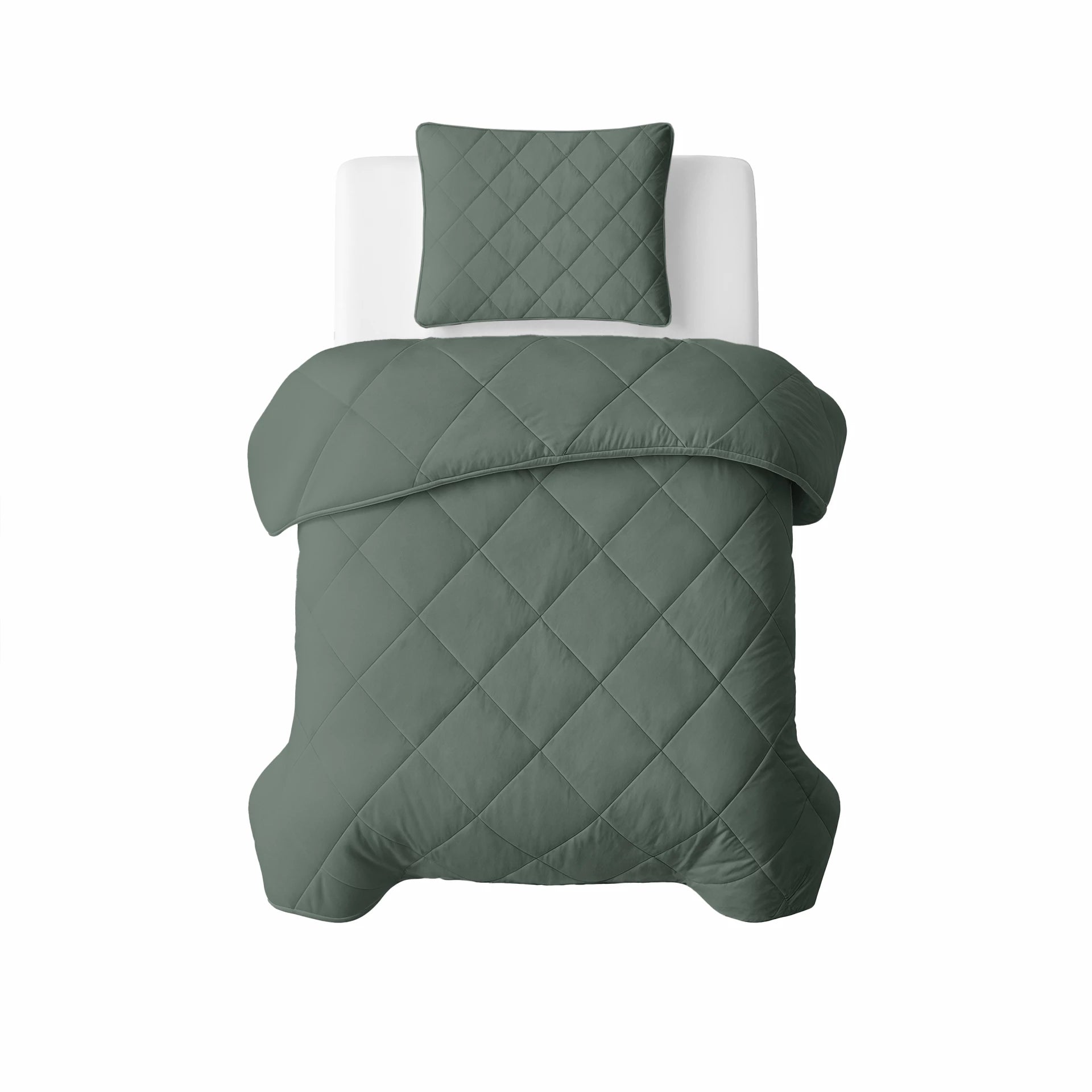 Lazy dekbed zonder overtrek inclusief kussensloop - Groen