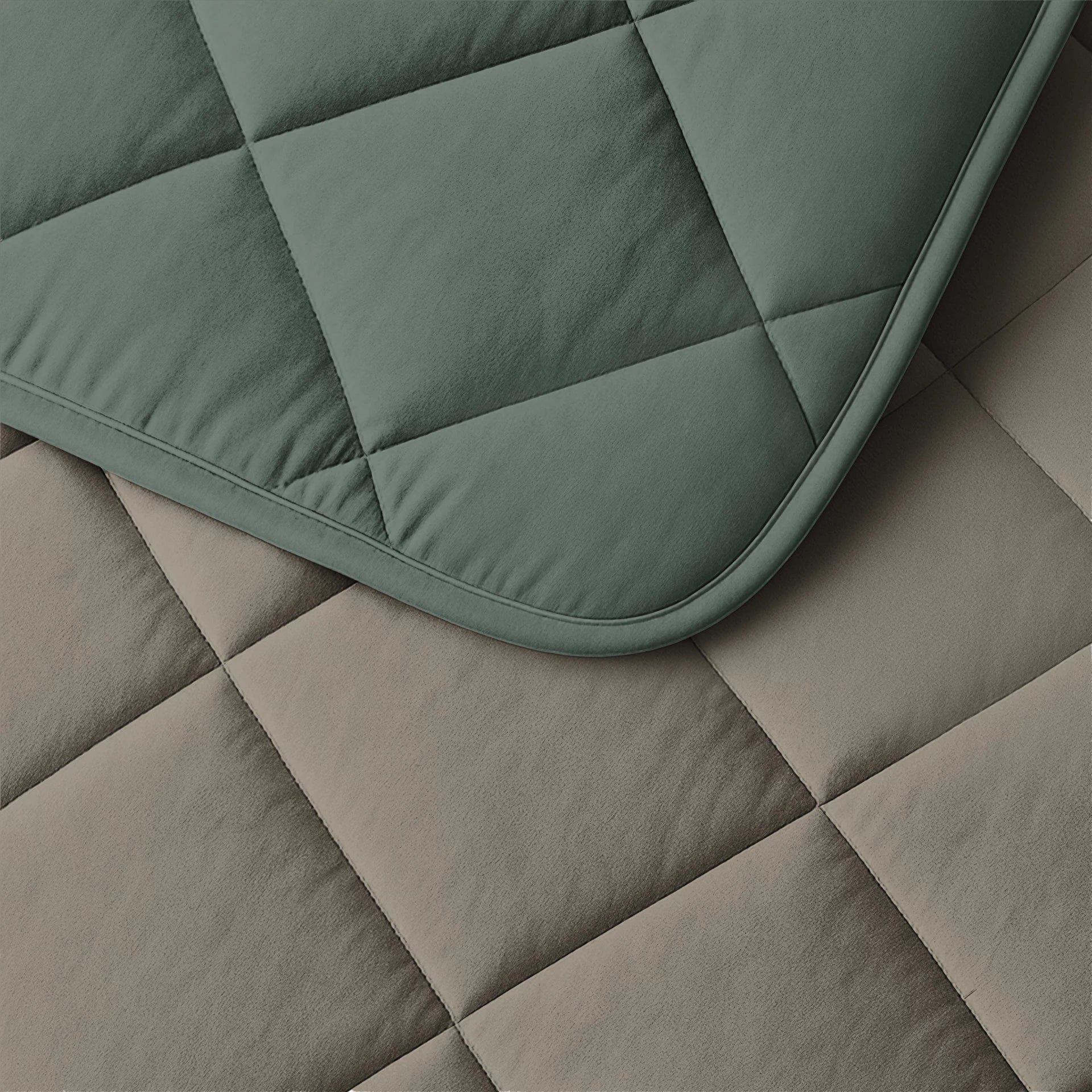 Lazy dekbed zonder overtrek inclusief kussensloop - Groen/Taupe