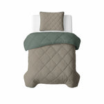 Lazy dekbed zonder overtrek inclusief kussensloop - Groen/Taupe