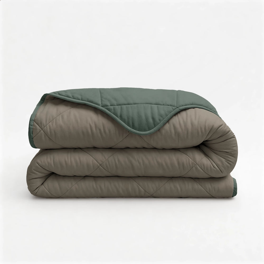 Sleeptime zomerdekbed zonder overtrek incl. kussensloop - Groen/Taupe