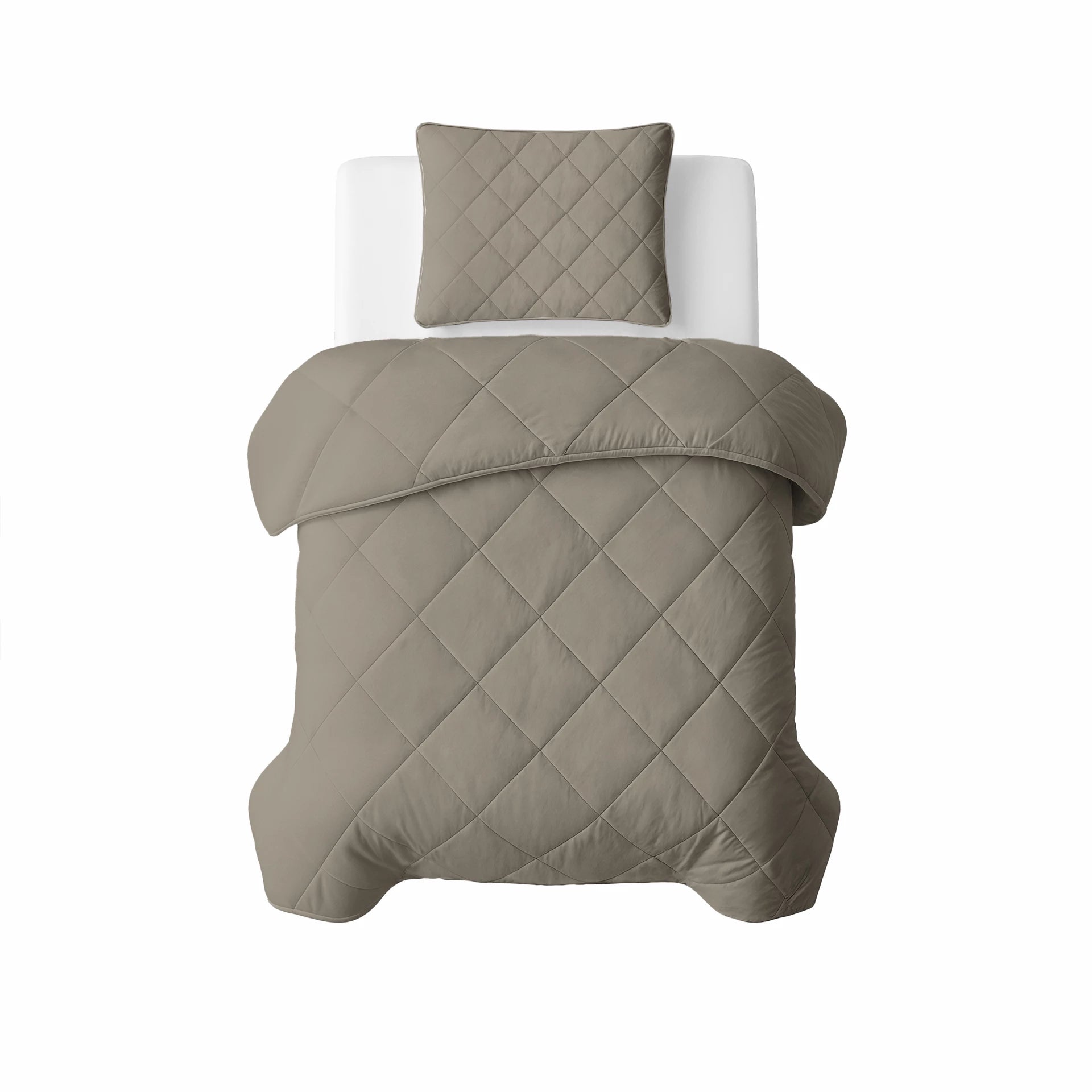Lazy dekbed zonder overtrek inclusief kussensloop - Taupe/grijs