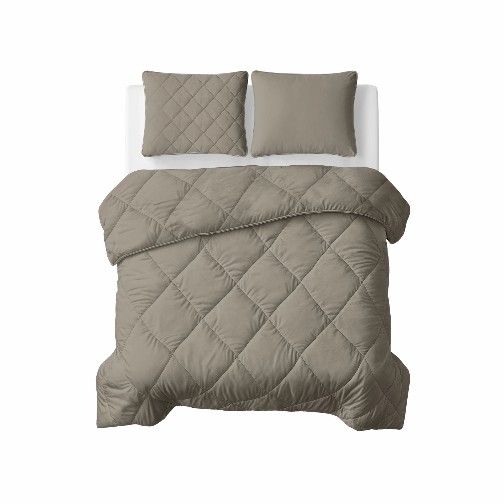 Lazy dekbed zonder overtrek inclusief kussensloop - Taupe/grijs