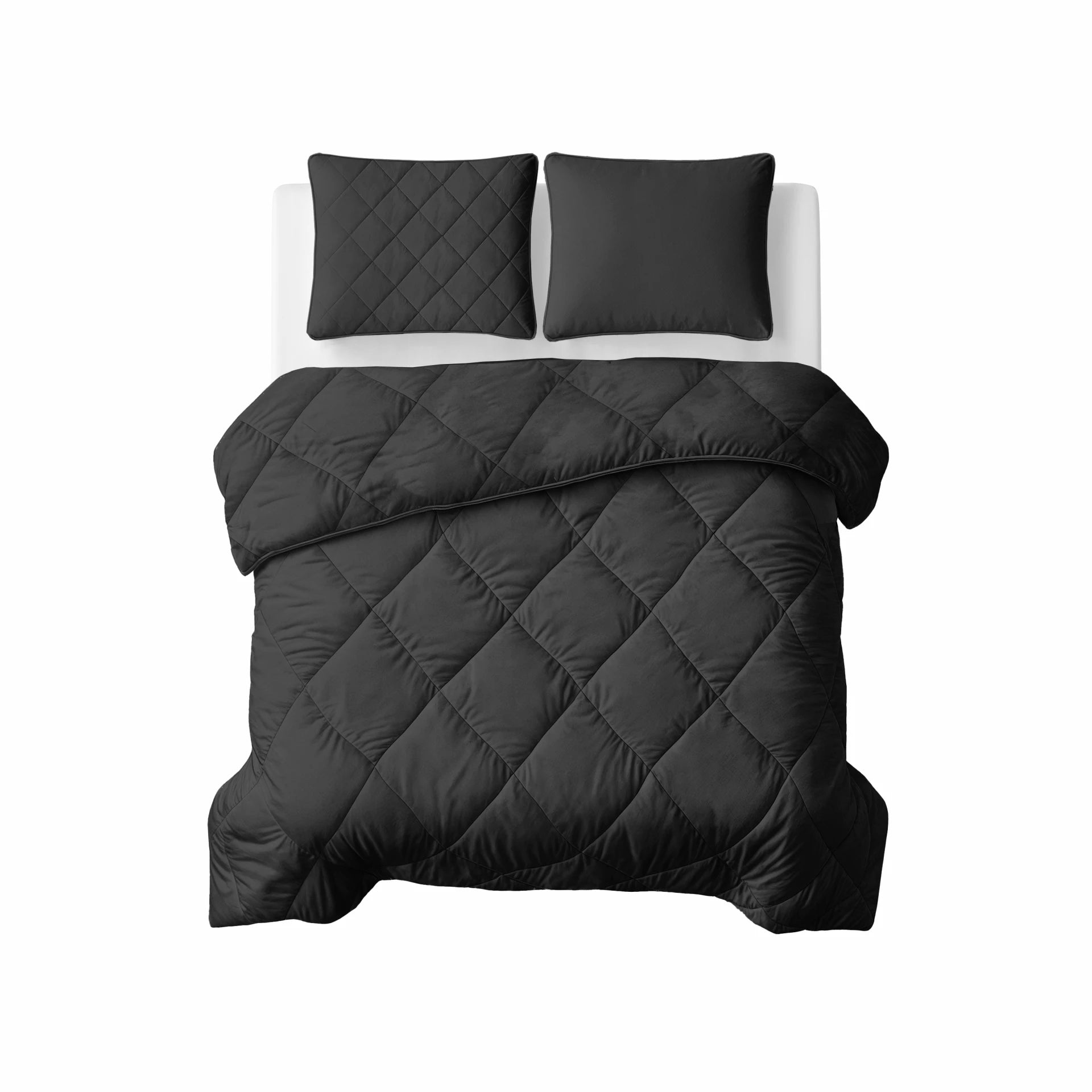 Lazy dekbed zonder overtrek inclusief kussensloop - Zwart