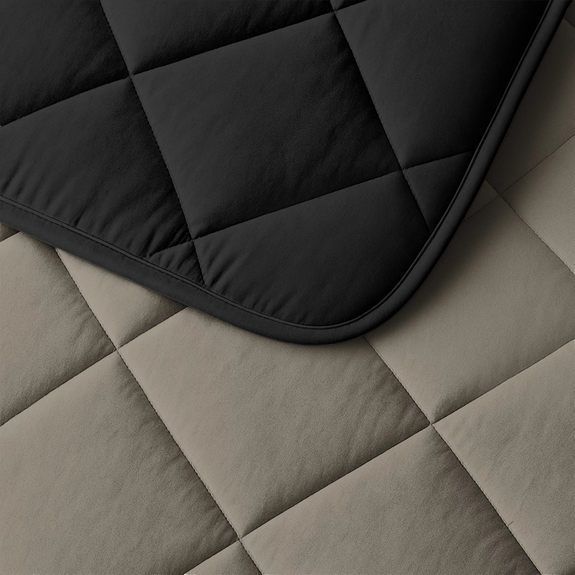 Lazy dekbed zonder overtrek inclusief kussensloop - Zwart/Taupe