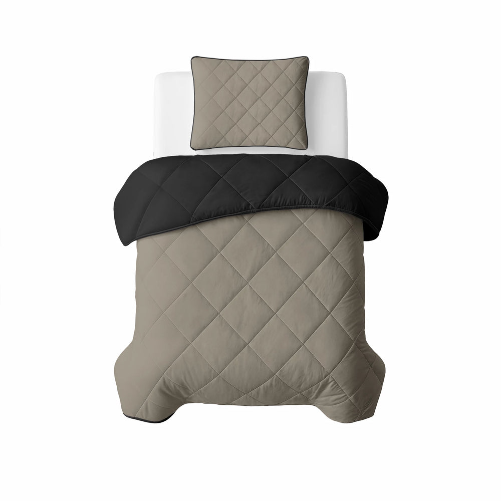 Sleeptime zomerdekbed zonder overtrek incl. kussensloop - Zwart/Taupe