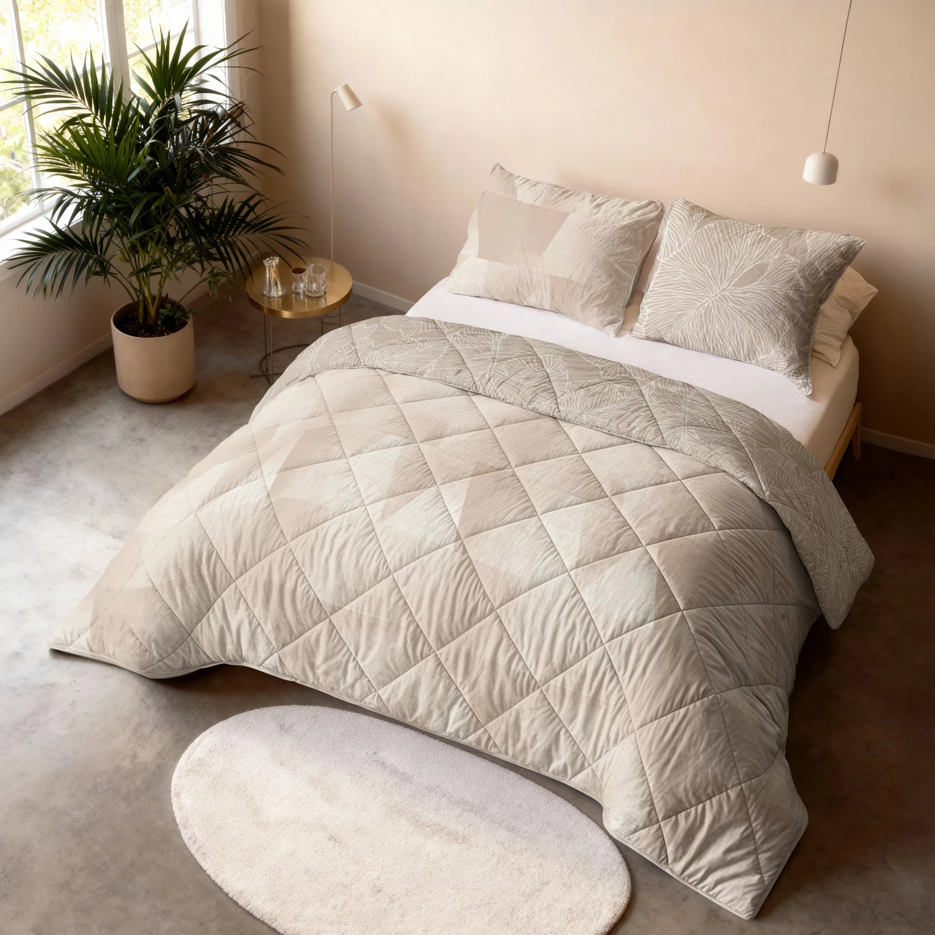 Sleeptime Lazy dekbed zonder overtrek Warm Triangles incl. kussensloop - Zand/Beige