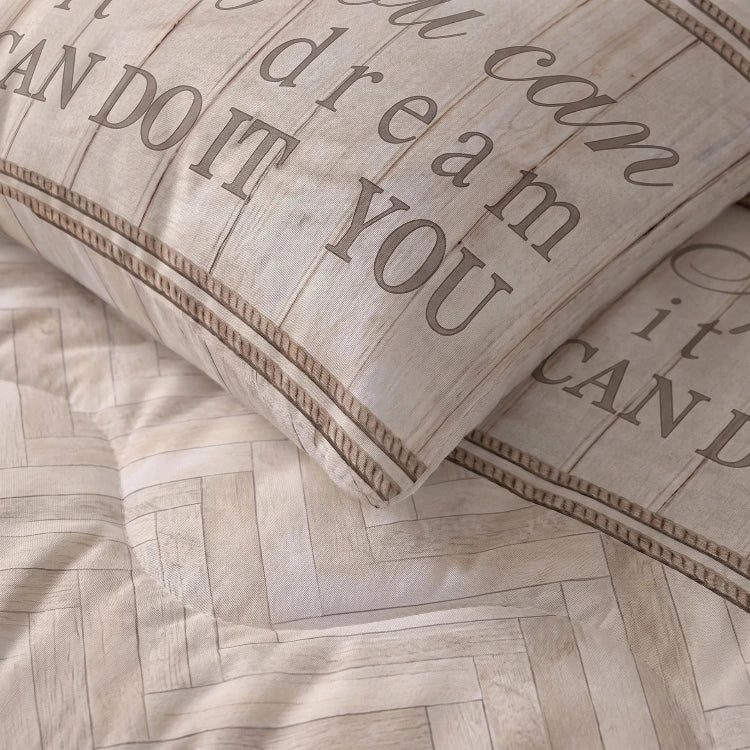 Sleeptime Lazy dekbed zonder overtrek You Can Do It incl. kussensloop - zand - details