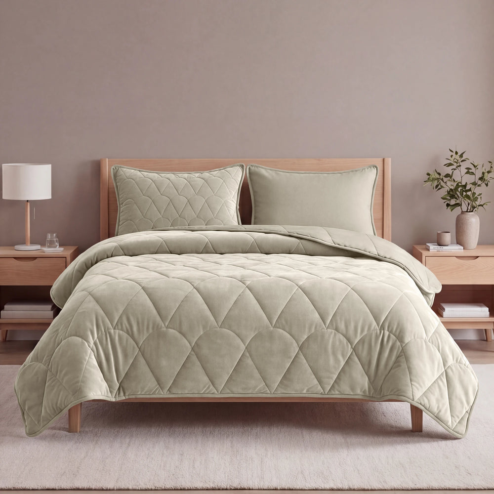 Sleeptime Velvet Lazy dekbed zonder overtrek incl. kussensloop - Taupe/Grijs