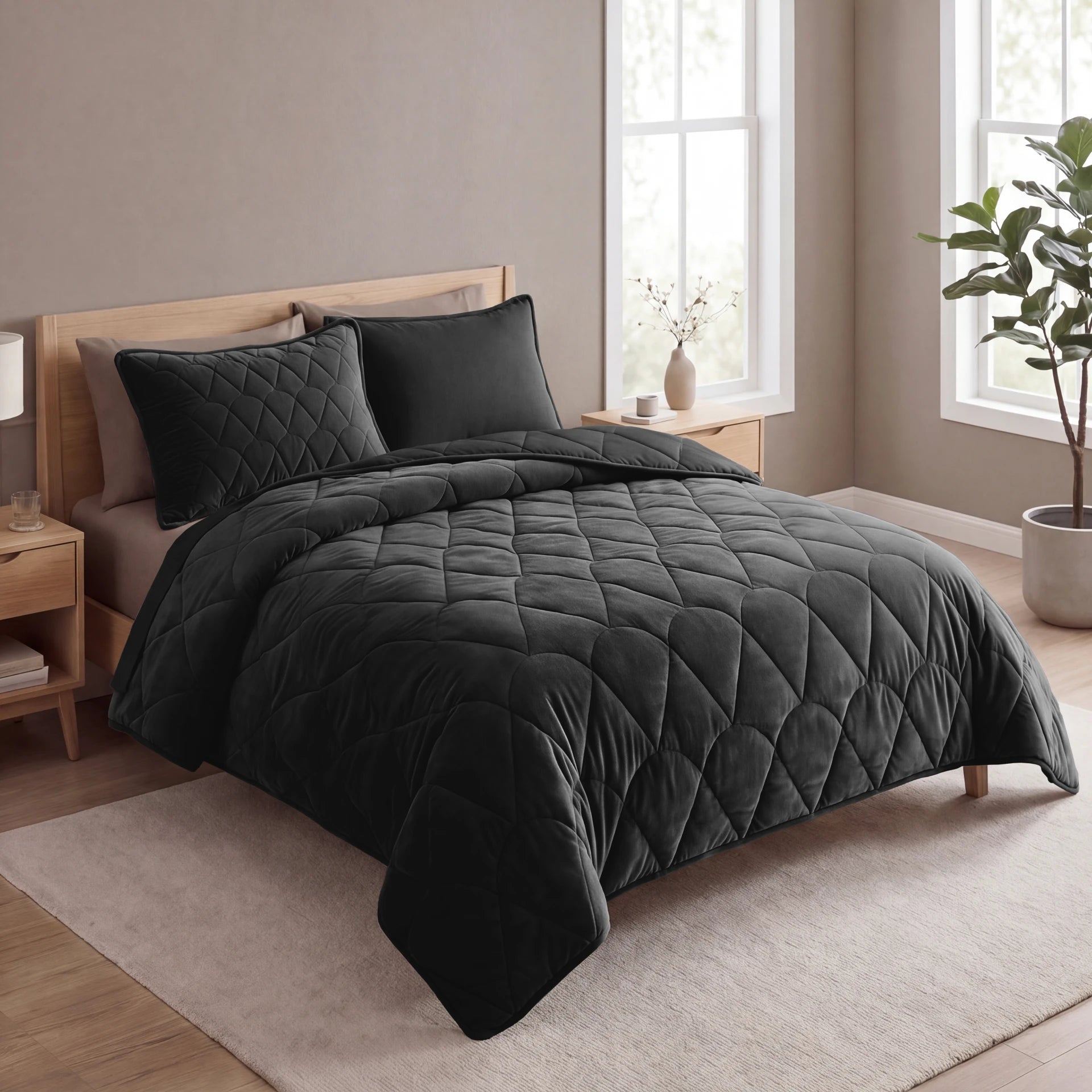 Sleeptime Velvet Lazy dekbed zonder overtrek incl. kussensloop - Zwart