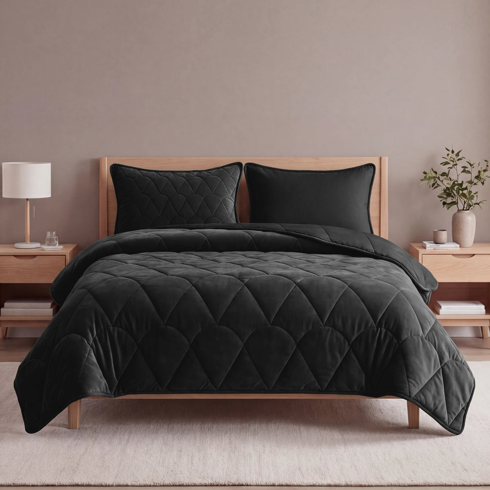 Sleeptime Velvet Lazy dekbed zonder overtrek incl. kussensloop - Zwart
