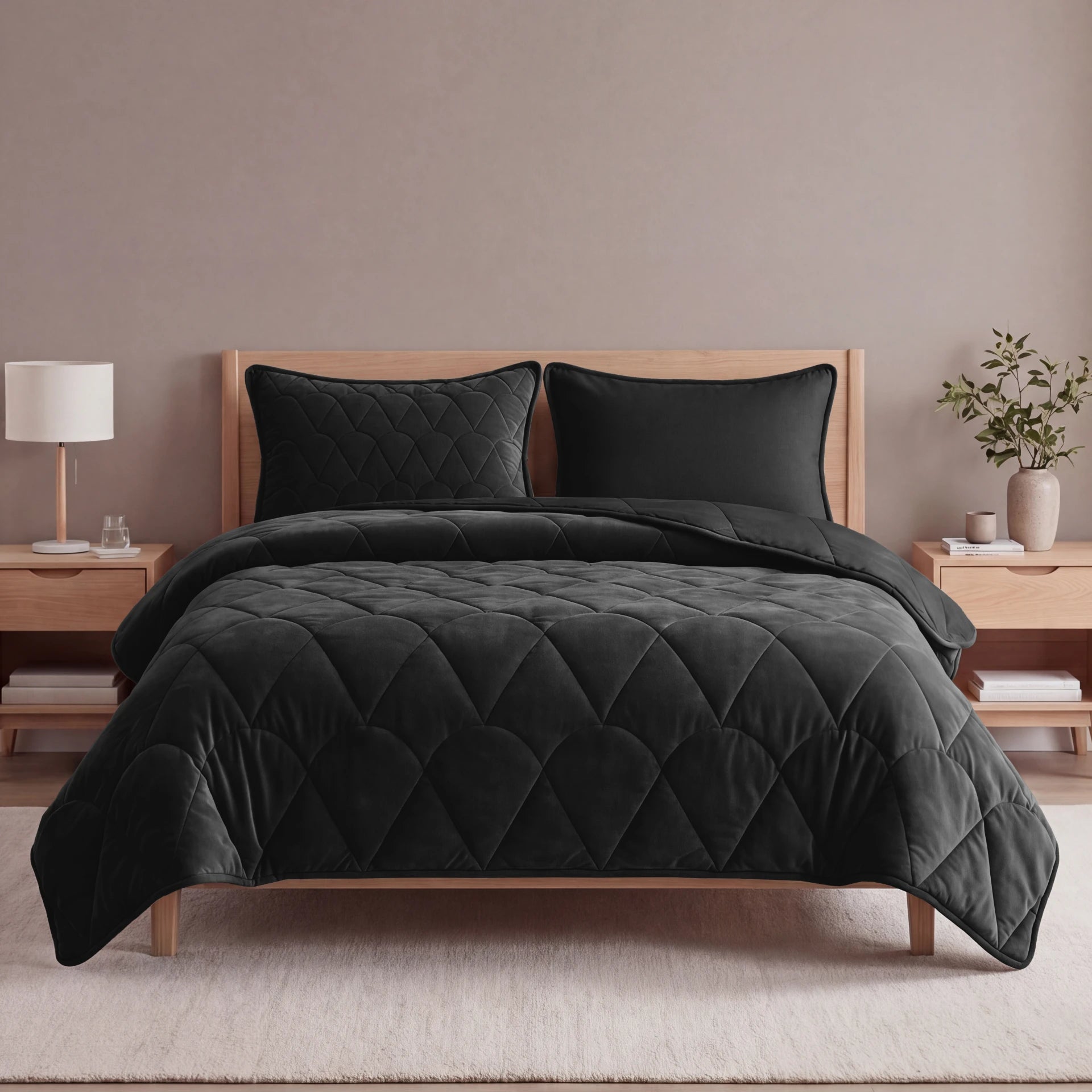 Sleeptime Velvet Lazy dekbed zonder overtrek incl. kussensloop - Zwart