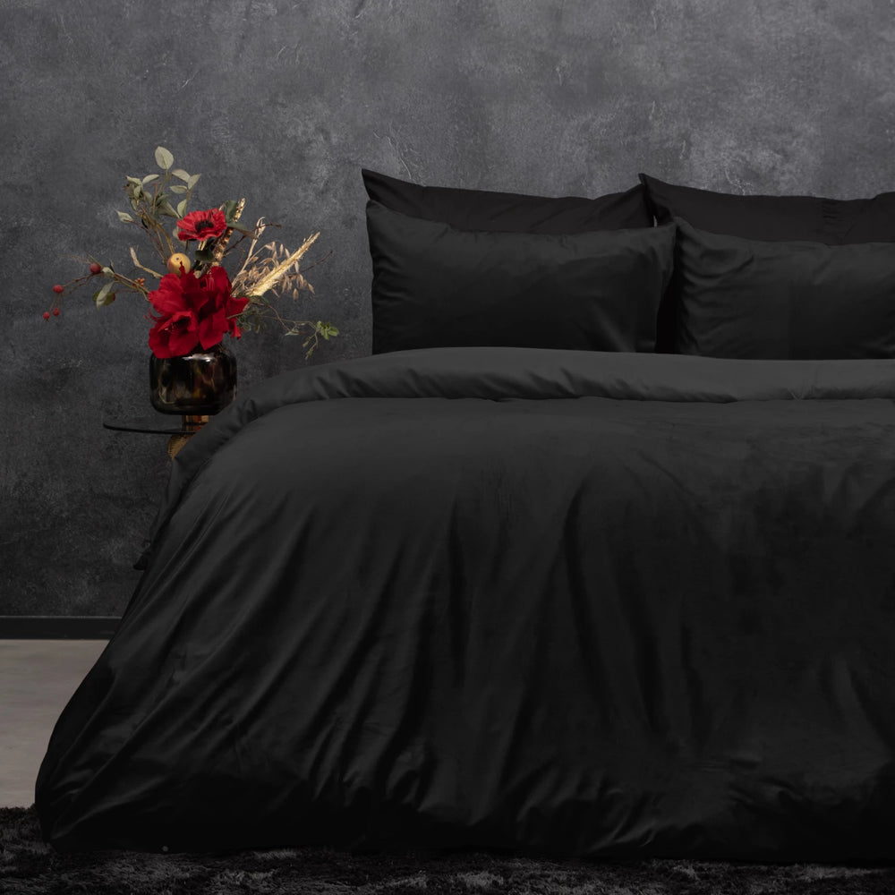 Sleeptime dekbedovertrek - zwart - velvet