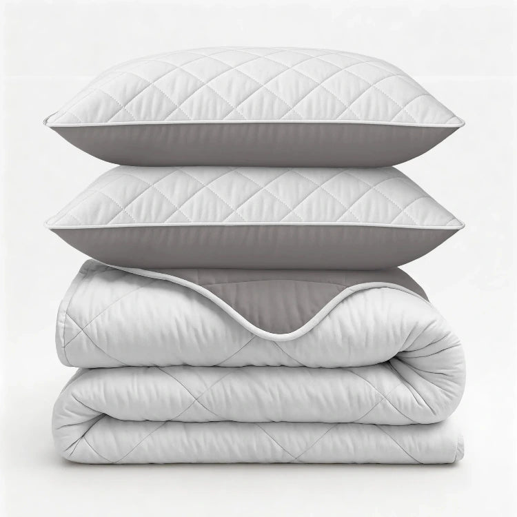 Sleeptime dekbed zonder overtrek incl. kussensloop - Beige/Grijs - met kussens