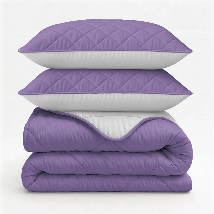 Sleeptime dekbed zonder overtrek incl. kussensloop - Paars/Beige - met kussens