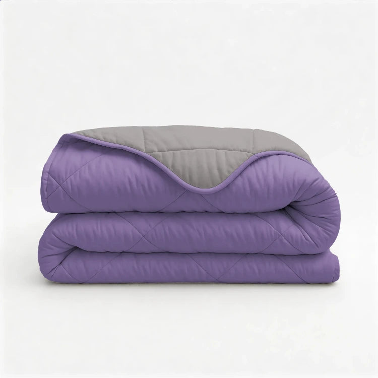 Sleeptime dekbed zonder overtrek incl. kussensloop - Paars/Grijs - opgevouwen
