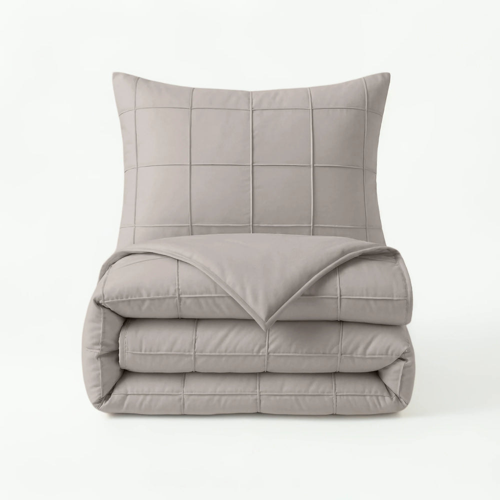 Sleeptime dekbedovertrek Check Pintuck - taupe - Microvezel - product