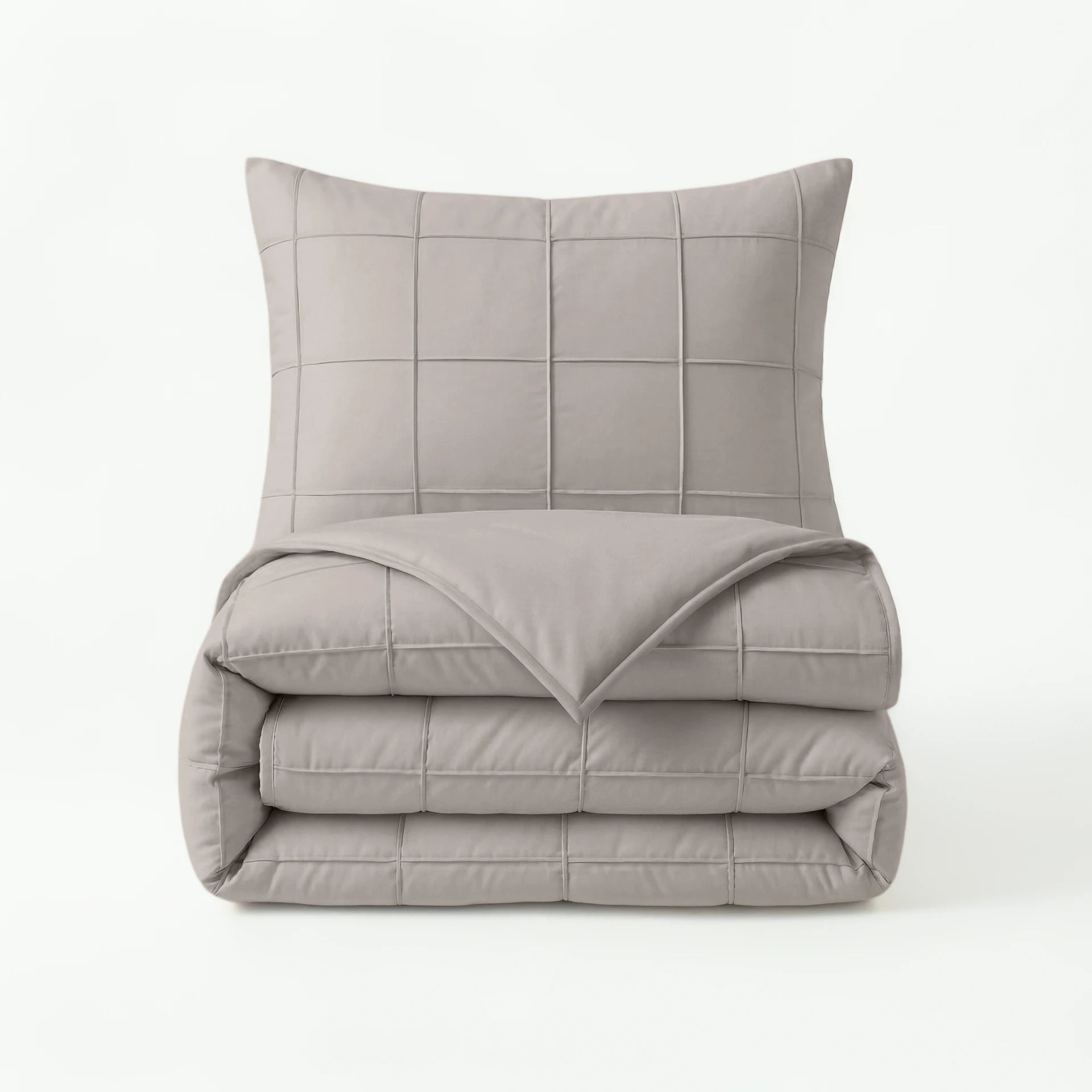 Sleeptime dekbedovertrek Check Pintuck - taupe - Microvezel - product