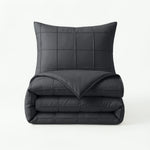 Sleeptime dekbedovertrek Check Pintuck - zwart - Microvezel - productfoto