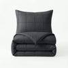 Sleeptime dekbedovertrek Check Pintuck - zwart - Microvezel - productfoto