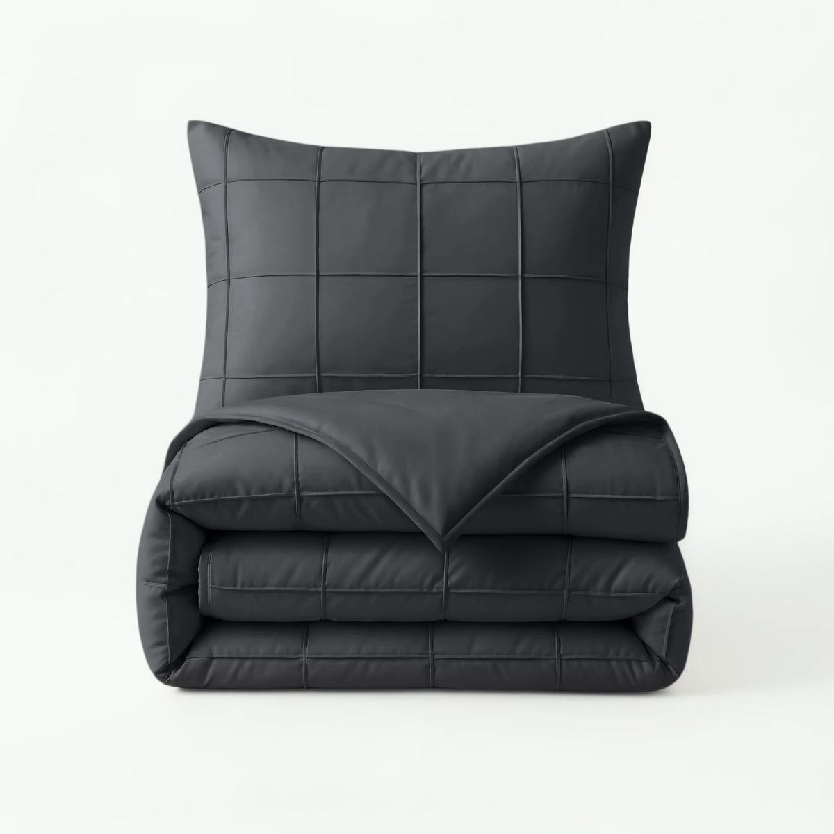 Sleeptime dekbedovertrek Check Pintuck - zwart - Microvezel - productfoto