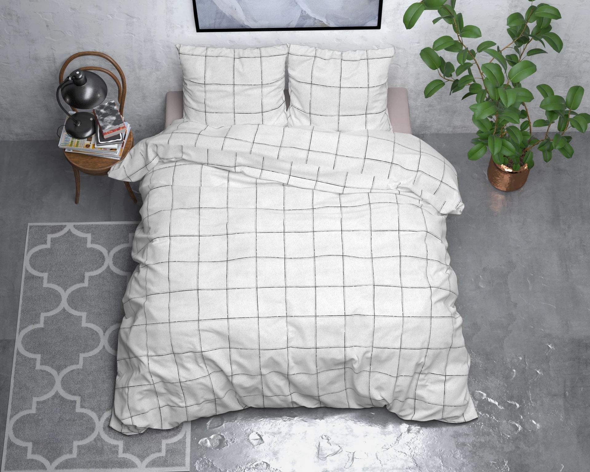 Sleeptime dekbedovertrek Deep Check - flanel - Lits-jumeaux (240x220 + 2st. 60x70 cm)