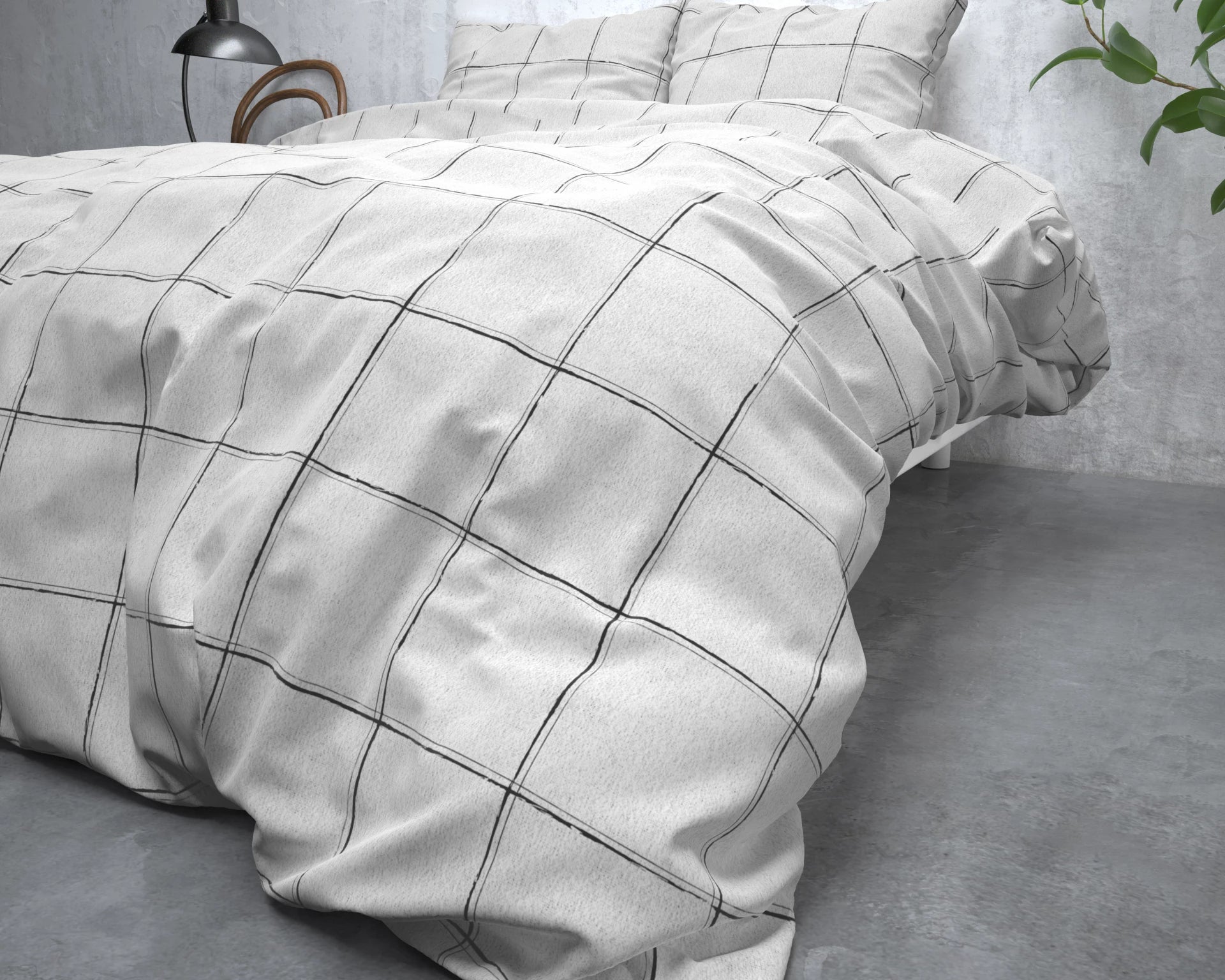 Sleeptime dekbedovertrek Deep Check - flanel - Lits-jumeaux (240x220 + 2st. 60x70 cm)