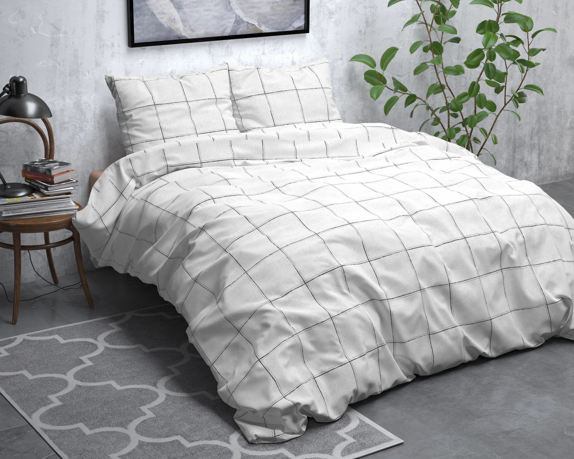 Sleeptime dekbedovertrek Deep Check - flanel - Lits-jumeaux (240x220 + 2st. 60x70 cm)