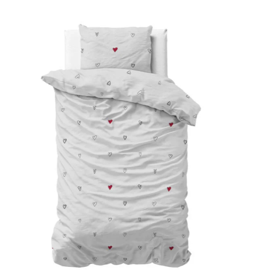 Sleeptime dekbedovertrek Hearts Everywhere - microvezel - eenpersoons (140x220 + 60x70 cm)
