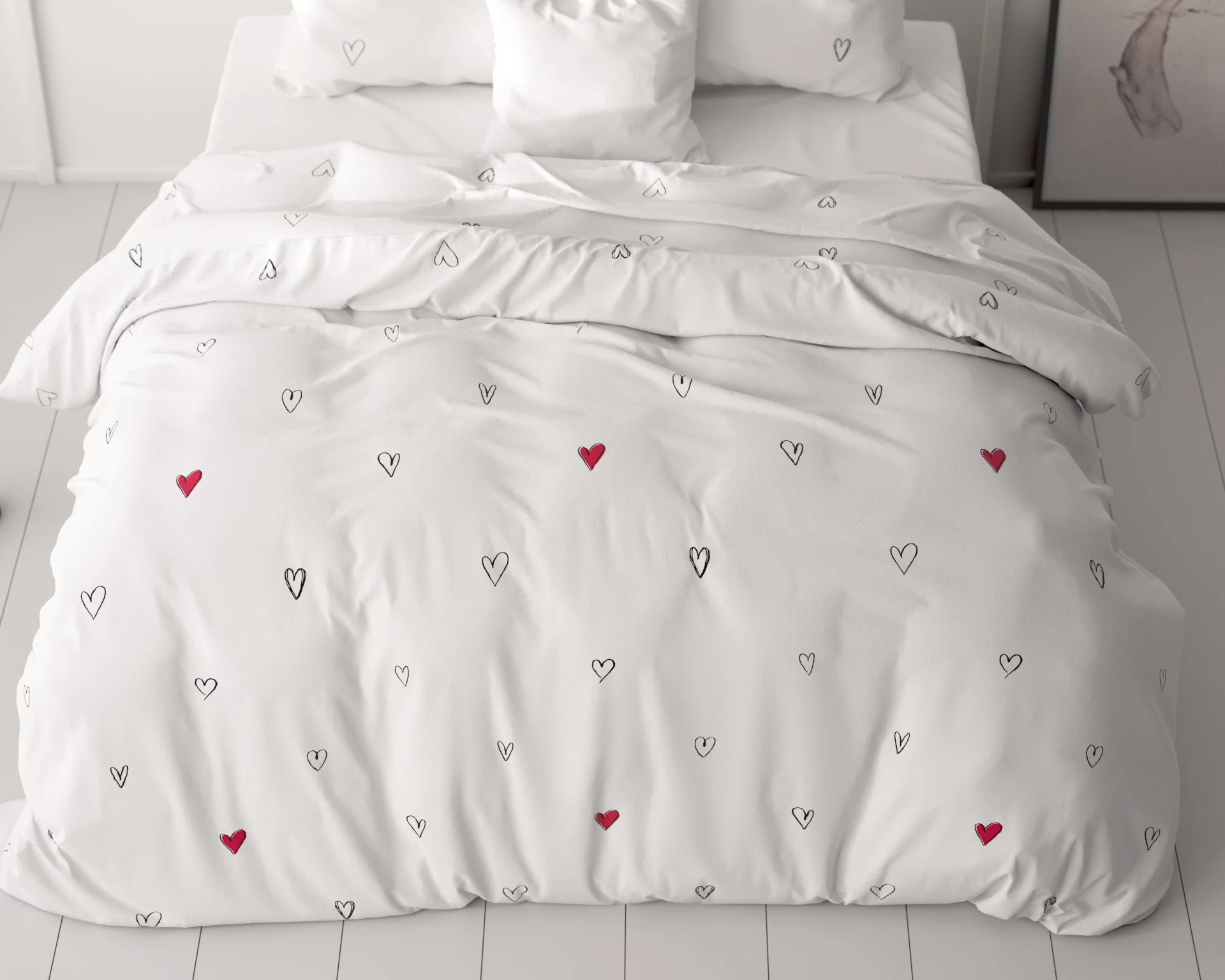 Sleeptime dekbedovertrek Hearts Everywhere - microvezel - eenpersoons (140x220 + 60x70 cm)