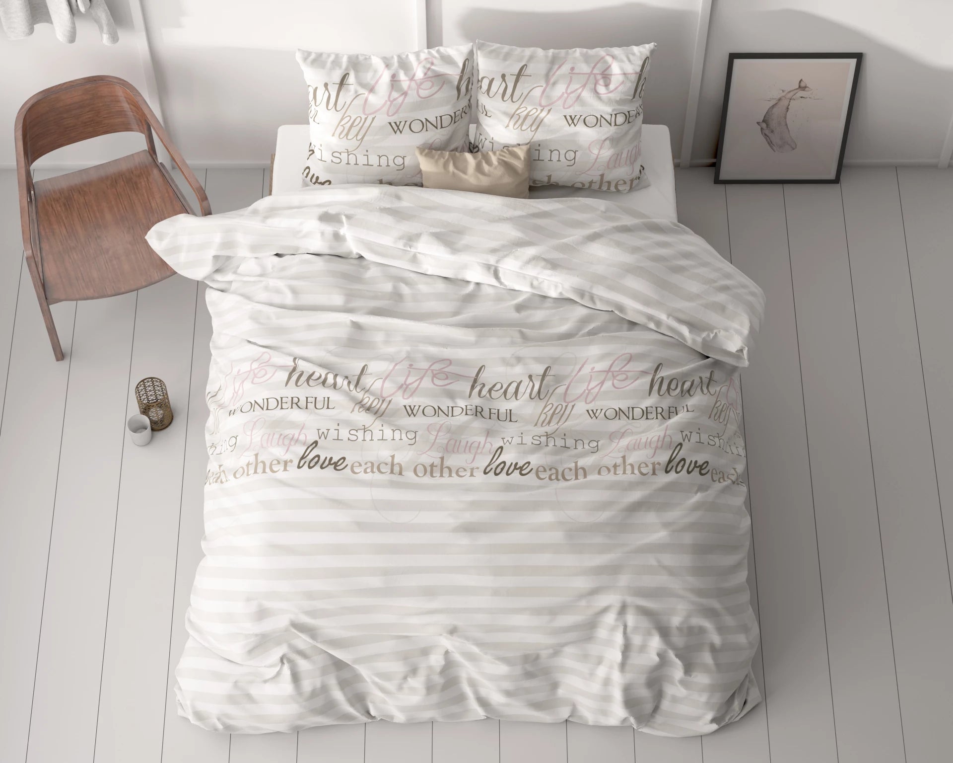 Sleeptime dekbedovertrek Pinky Words - Roze - Microvezel