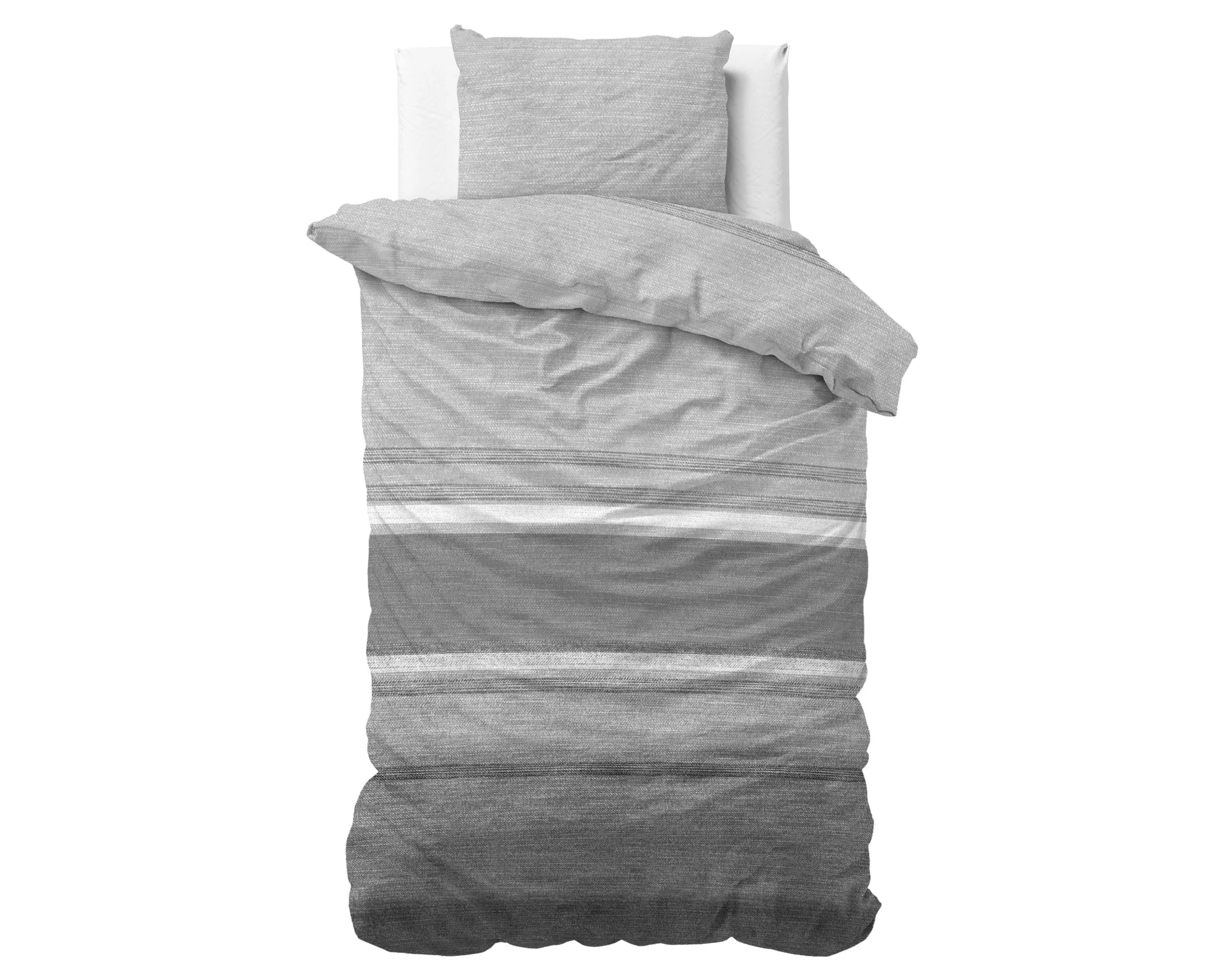 Sleeptime dekbedovertrek Stone Stripe - Grijs - Flanel