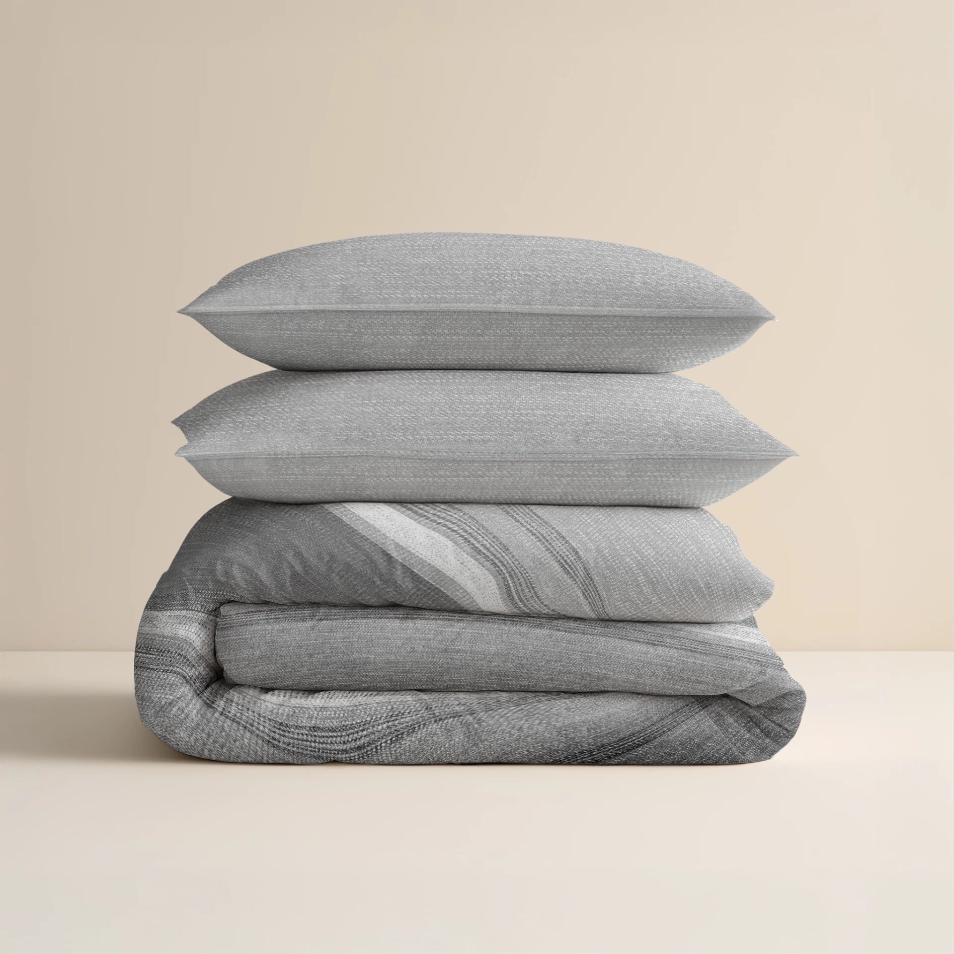 Sleeptime dekbedovertrek Stone Stripe - Grijs - Flanel