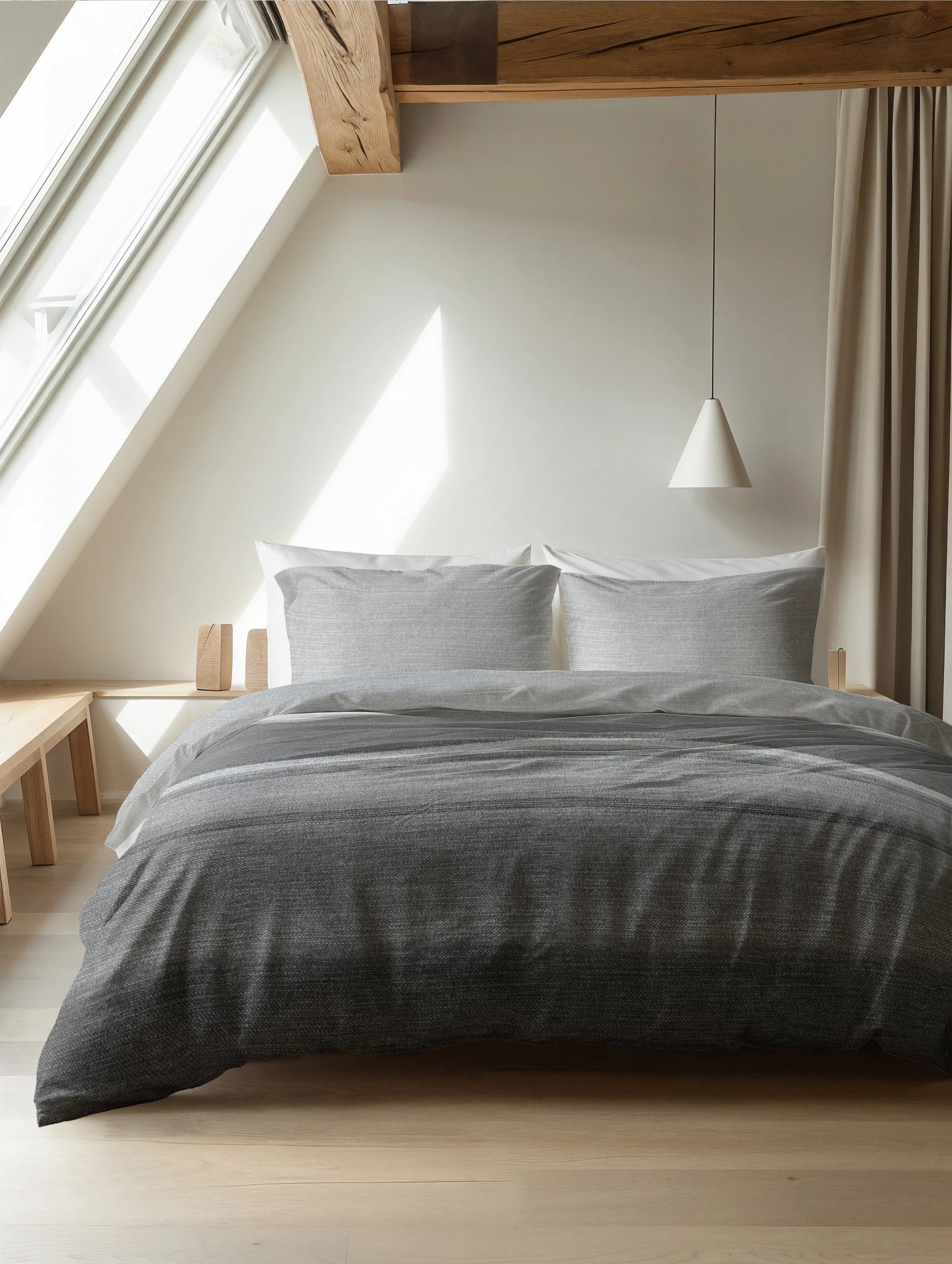 Sleeptime dekbedovertrek Stone Stripe - Grijs - Flanel