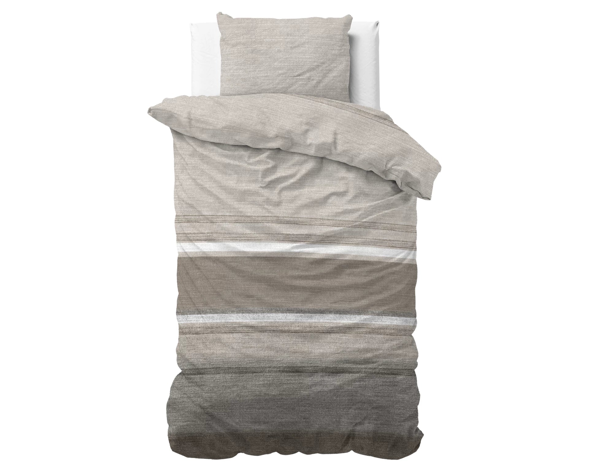 Sleeptime dekbedovertrek Stone Stripe - Taupe - Flanel