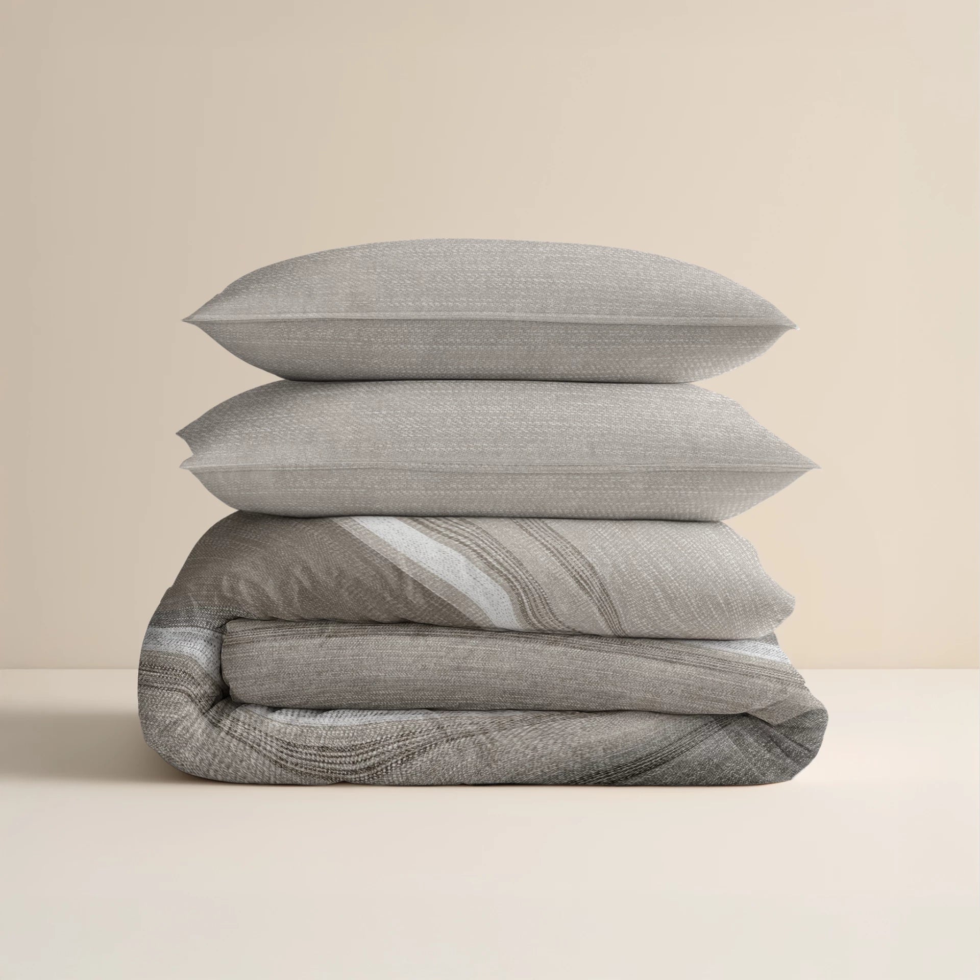 Sleeptime dekbedovertrek Stone Stripe - Taupe - Flanel