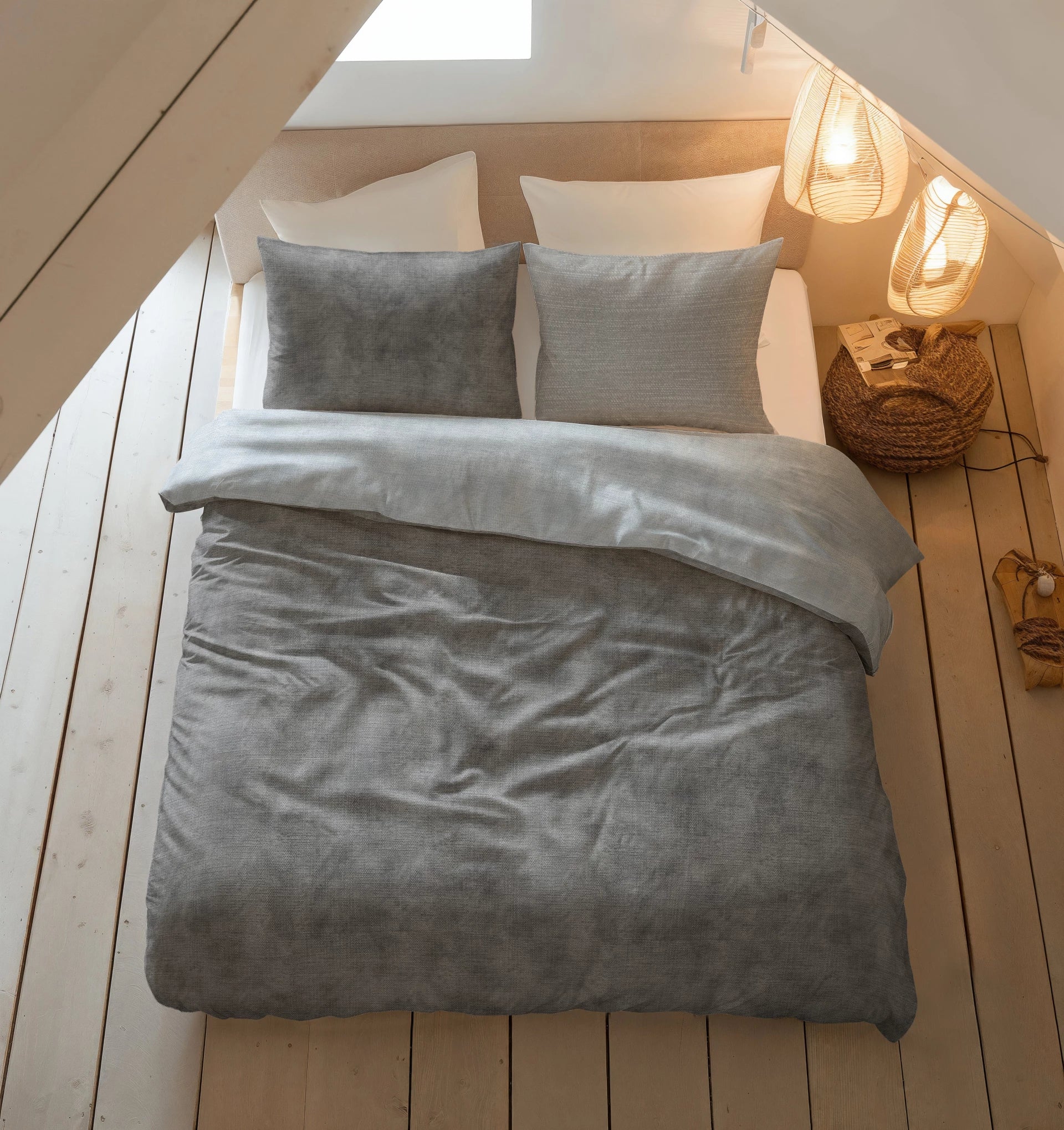Sleeptime dekbedovertrek Washed Cotton - Grijs - Flanel
