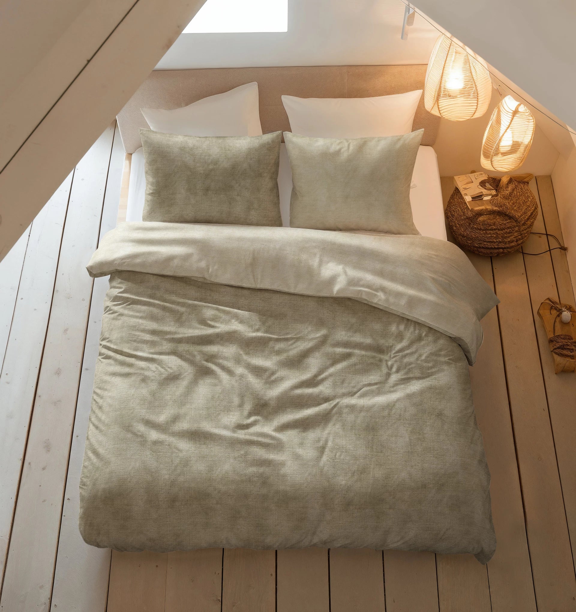 Sleeptime dekbedovertrek Washed Cotton - Taupe - Flanel