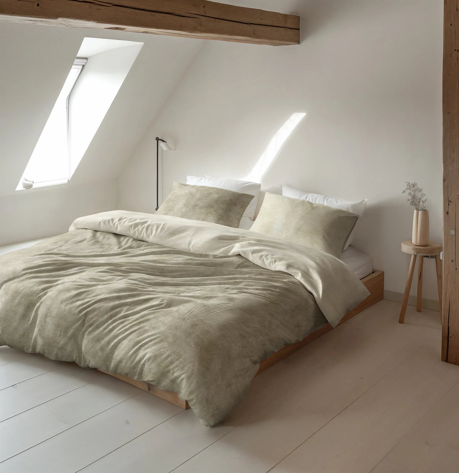 Sleeptime dekbedovertrek Washed Cotton - Taupe - Flanel