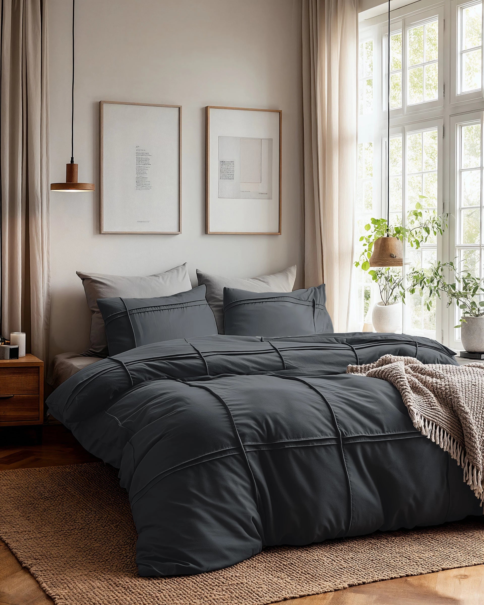 Sleeptime dekbedovertrek Washed Tufted - Antraciet - Microvezel