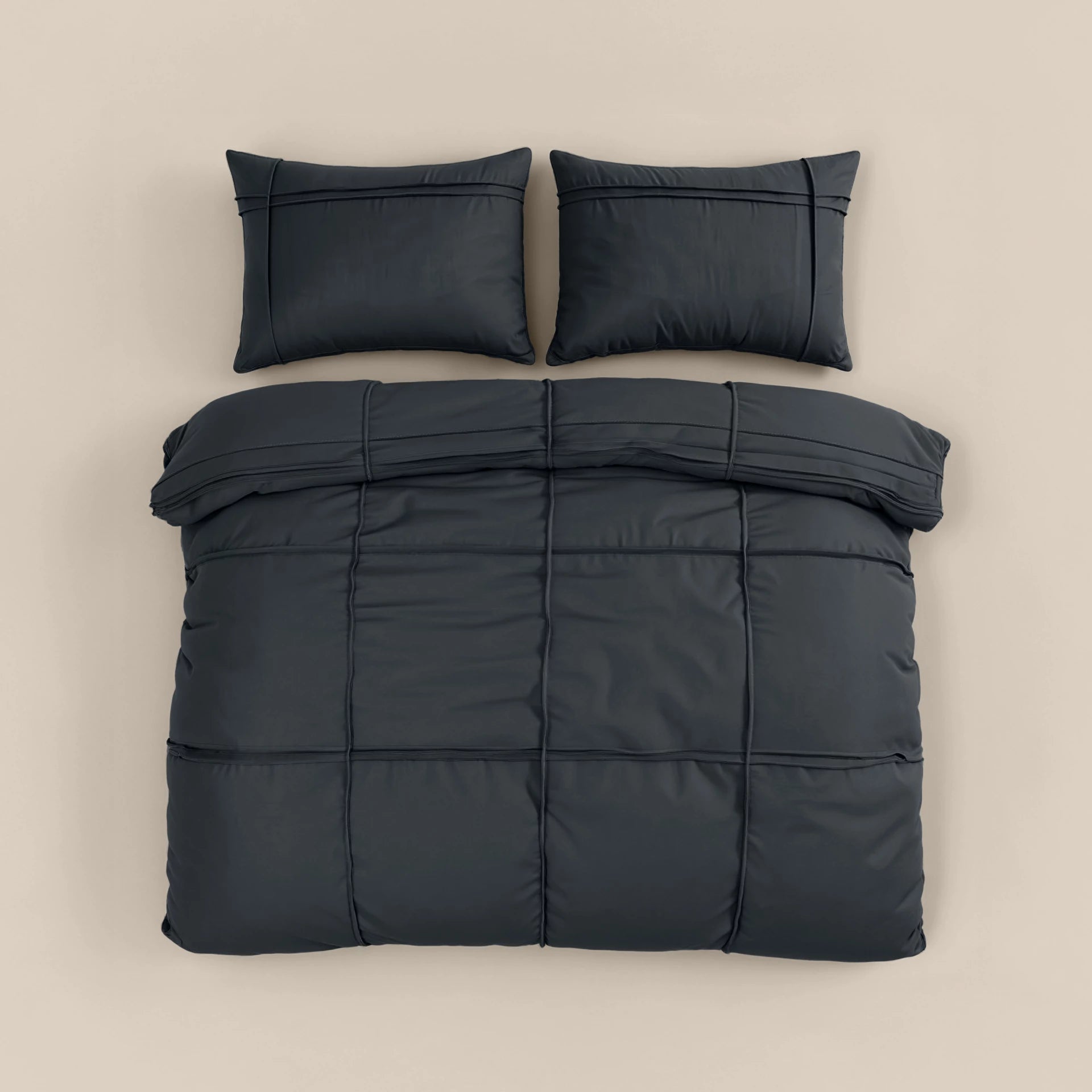 Sleeptime dekbedovertrek Washed Tufted - Antraciet - Microvezel