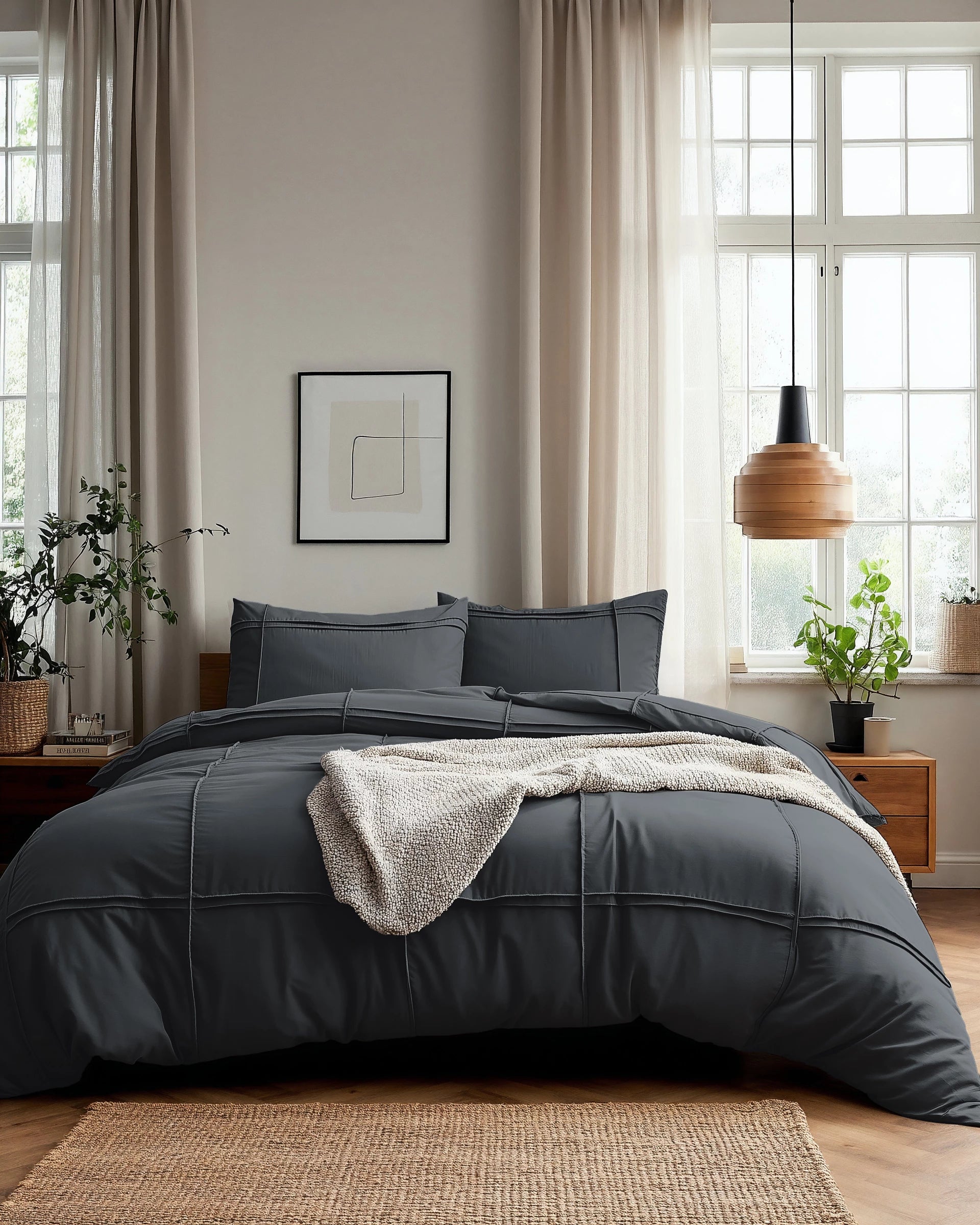 Sleeptime dekbedovertrek Washed Tufted - Antraciet - Microvezel