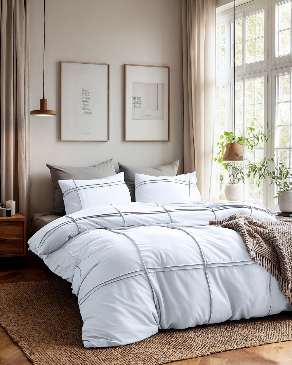 Sleeptime dekbedovertrek Washed Tufted - wit - microvezel