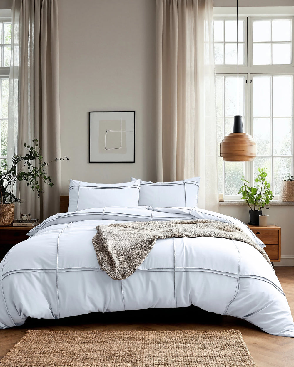 Sleeptime dekbedovertrek Washed Tufted - wit - microvezel