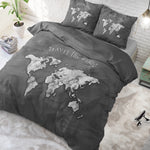 Sleeptime dekbedovertrek Marble World - antraciet - katoen - 1-persoons (140x220 + 60x70cm)