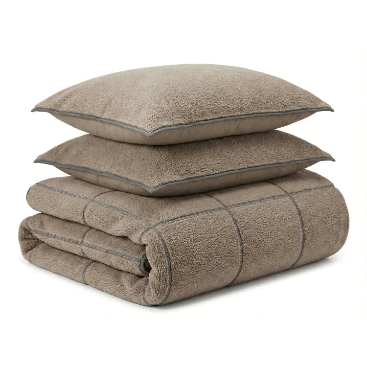 Sleeptime teddy dekbedovertrek onderkant microvezel Trim - donker taupe