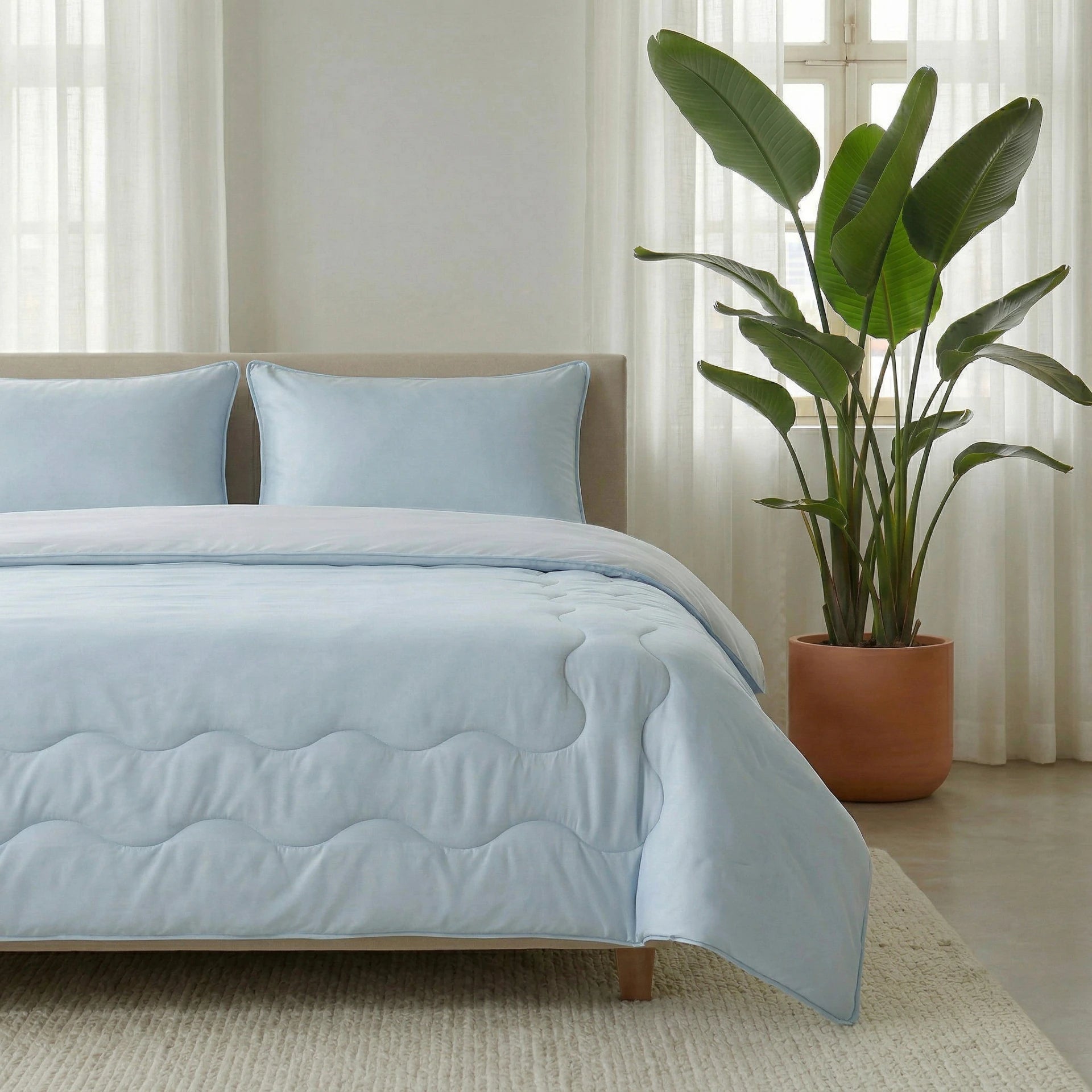 Sleeptime verkoelend Lazy zomerdekbed zonder overtrek Blue Cell incl. kussensloop - Blauw - sfeerfoto