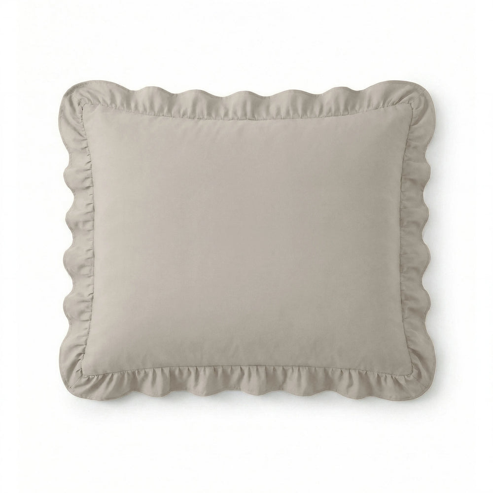 Sleeptime lazy kussenslopen ruffles - Beige/Grijs - Per 2 stuks